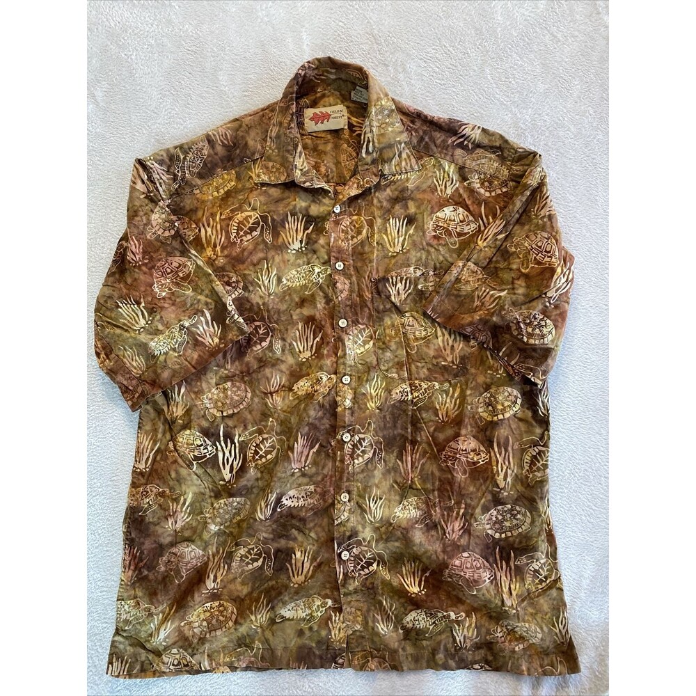 Field N' Forest All Over Turtle Print Shirt Men's XLT Button Down Vintage